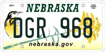 NE license plate DGR968