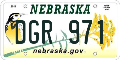 NE license plate DGR971
