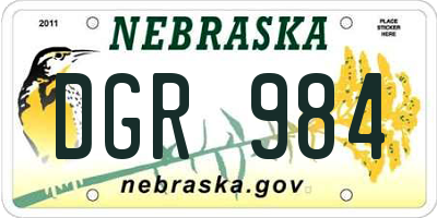 NE license plate DGR984