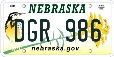 NE license plate DGR986