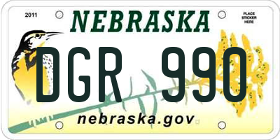 NE license plate DGR990