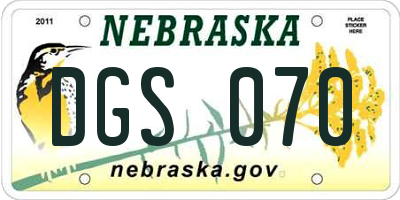 NE license plate DGS070