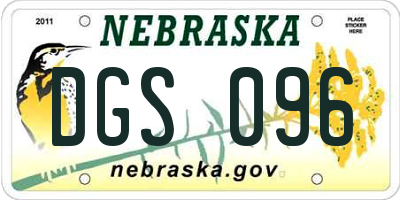 NE license plate DGS096