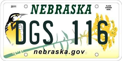 NE license plate DGS116