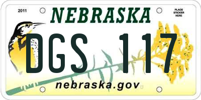 NE license plate DGS117