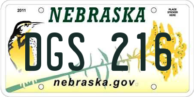 NE license plate DGS216