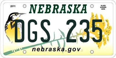 NE license plate DGS235