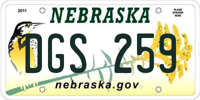 NE license plate DGS259