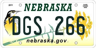 NE license plate DGS266