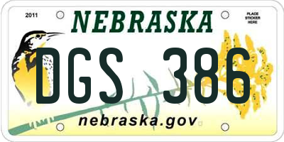 NE license plate DGS386