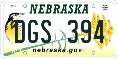 NE license plate DGS394