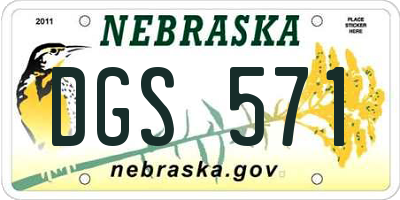 NE license plate DGS571