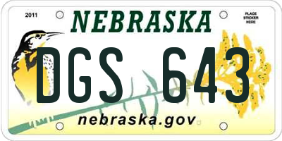 NE license plate DGS643