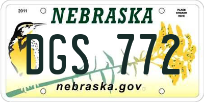NE license plate DGS772