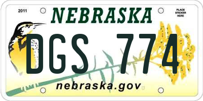 NE license plate DGS774