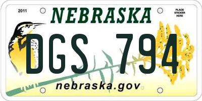 NE license plate DGS794