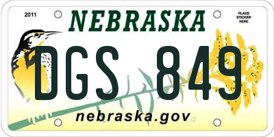 NE license plate DGS849