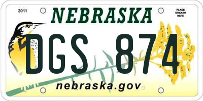 NE license plate DGS874