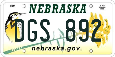 NE license plate DGS892