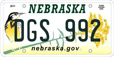 NE license plate DGS992