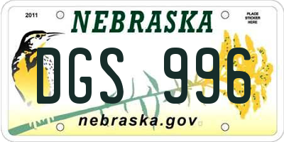 NE license plate DGS996