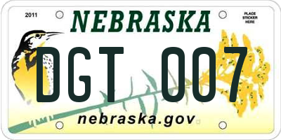 NE license plate DGT007