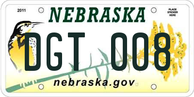 NE license plate DGT008