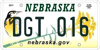 NE license plate DGT016