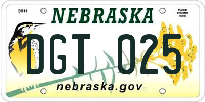 NE license plate DGT025