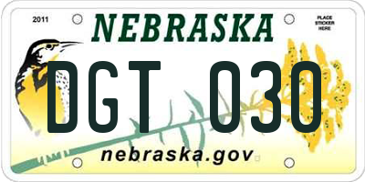NE license plate DGT030