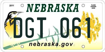 NE license plate DGT061
