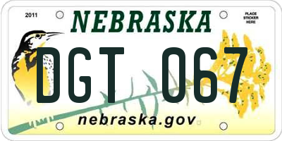 NE license plate DGT067