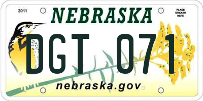 NE license plate DGT071
