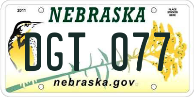 NE license plate DGT077