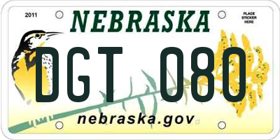 NE license plate DGT080