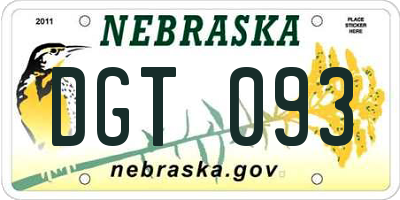 NE license plate DGT093