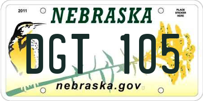 NE license plate DGT105