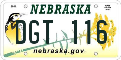 NE license plate DGT116