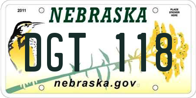 NE license plate DGT118