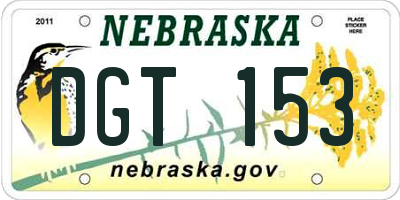 NE license plate DGT153