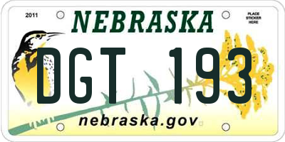 NE license plate DGT193