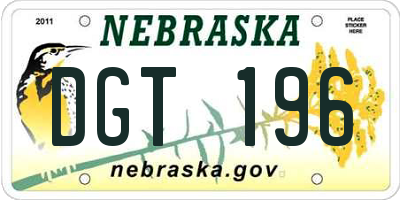 NE license plate DGT196