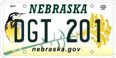 NE license plate DGT201