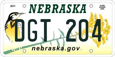 NE license plate DGT204