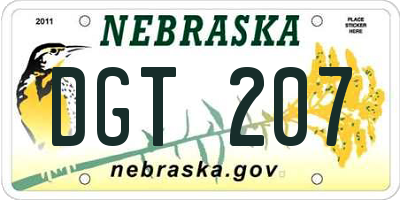 NE license plate DGT207