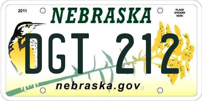 NE license plate DGT212