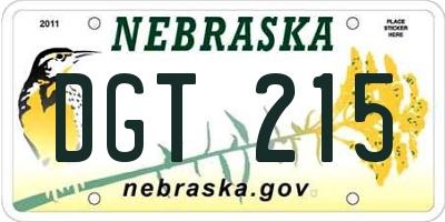 NE license plate DGT215