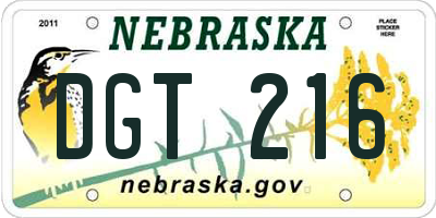 NE license plate DGT216