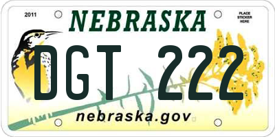 NE license plate DGT222
