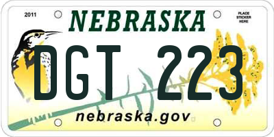 NE license plate DGT223